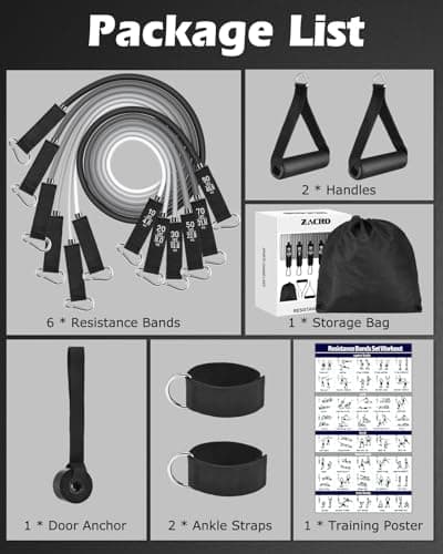 Zacro Resistance Bands for Working Out, 270 lbs Heavy Resistance Bands with Handles, Exercise Bands with Door Anchor, Ankle Straps, for Heavy Resistance Training, Shape Body, Yoga, Home Workout 8