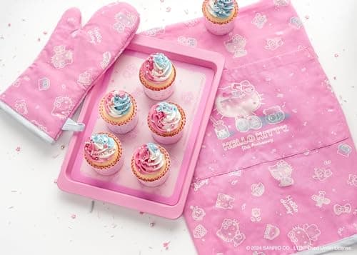 Handstand Kitchen Hello Kitty Commemorative 50th Anniversary Print 28" Adult Apron and Oven Mitt Set 9