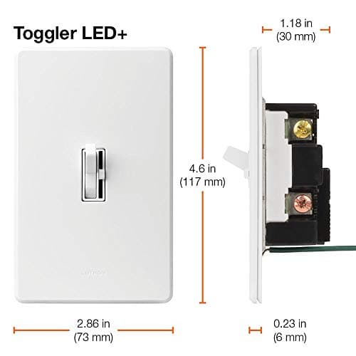 Lutron Ariadni/Toggler LED+ Dimmer Light Switch for Dimmable LED, Halogen and Incandescent Dimmer Switch, 150W, Single-Pole/3-Way, AYCL-153P-WH, White 12