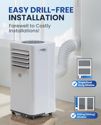 Portable Air Conditioners, 10000 BTU Air Conditioner Portable for Room up to 450 Sq. Ft., 3-in-1 Portable AC Unit with Digital Display, Remote Control, Window Installation Kit, 24H Timer, Sleep Mode 6