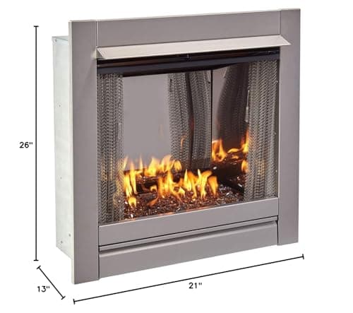 Duluth Forge Ventless Stainless Outdoor Gas Fireplace Insert with Reflective Copper Glass Media - 24,000 BTU, Manual Control - Model# DF450SS-G-RCO 3