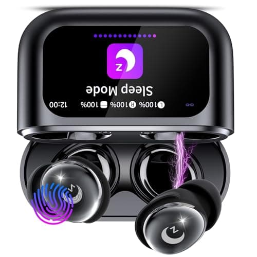 VEKJ Sleep Earbuds Bluetooth 5.4 Smart Touch Screen in Ear Ear Buds, 48H Mini Sleep Headphones Small Design for Side Sleepers, Crystal-Clear Calls, 5 EQ Modes, IPX7 Waterproof Earphones, Black Earbuds