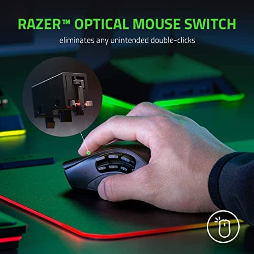 Razer Naga Pro Wireless Gaming Mouse: Interchangeable Side Plate w/ 2, 6, 12 Button Configurations - Focus+ 20K DPI Optical Sensor - Fastest Gaming Mouse Switch - Chroma RGB Lighting 8