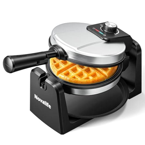 Waffle Maker, Rotating Belgian Waffle Maker, 180° Flip Waffle Iron, Non-Stick Plate, Adjustable Browning Control, Foldable Cool Touch Handle, Removable Drip Tray, Space Saving Storage, Stainless Steel