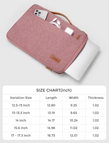 DOMISO 17 inch Laptop Sleeve Protective Case Cover Compatible with 17-17.3 inch HP Dell ASUS Lenovo Chromebook,Waterproof Computer Cases Bag with Handle,Pink 8