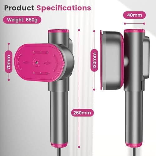 Handheld Portable Steamer for Clothes - LCD Display, Dual Function Wet/Dry Iron, 15s Heat-up, Rotatable Head - Home Travel Use clothes steamer 2