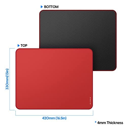 Pulsar - Paracontrol L Esports Level Premium Gaming Mouse Pad v2 - Medium to High Speed Pad Stitched Edge Durable Hybrid Top Surface 13 x 16.5 (L, Red) 5