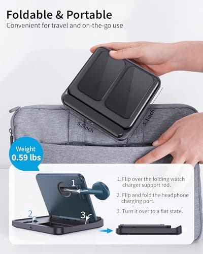 voppton for Samsung Galaxy Z Fold 7 6 5 4 Wireless Charger Station, Foldable 3 in 1 Wireless Charging Stand for Z Flip7 S25 Ultra/Galaxy Watch/Galaxy Buds, Charger Stand Dock for Travel 7