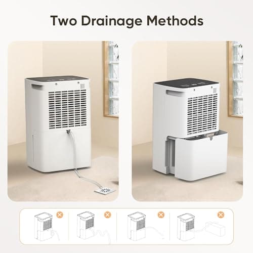 COLAZE 2500 Sq. Ft 30 Pint Dehumidifier, Dehumidifiers for Basement with Drain Hose, Home Dehumidifiers for Large Room with Auto Manual Drain, 24H Timer, 0.58 Gal Bucket, Auto Defrost (12L White) 7