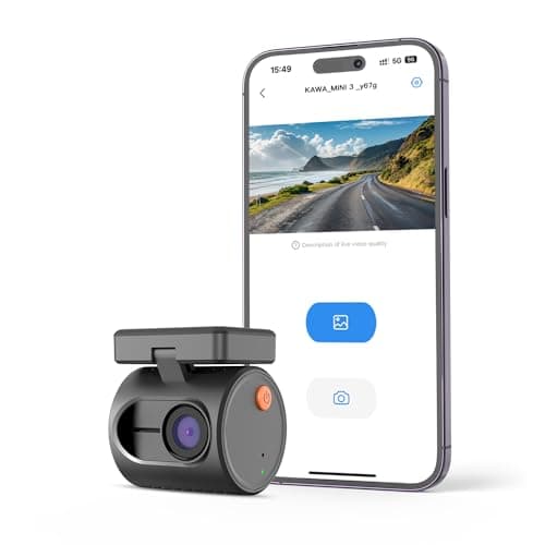 KAWA Tiny Dash Cam, 1296P QHD Mini Car Camera DashCam - Voice Control, WDR/3D DNR with Super Night Vision, 24H Parking Monitoring and G-Sensor Dash Camera, Mini 3 - Black