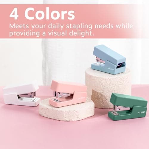 NUSIGN Mini Stapler with 830 Staples, Small Cute Desk Staplers, 25 Sheet Capacity, Pink 6