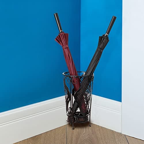 Dualplex Umbrella Holder Umbrella Stand Rack Super Quality Metal Entry Hallway Décor w/Removable Drip Tray for Home Office Holds Umbrellas Canes Walking Sticks Best Gift 16" Tall (Round, Antique) 7