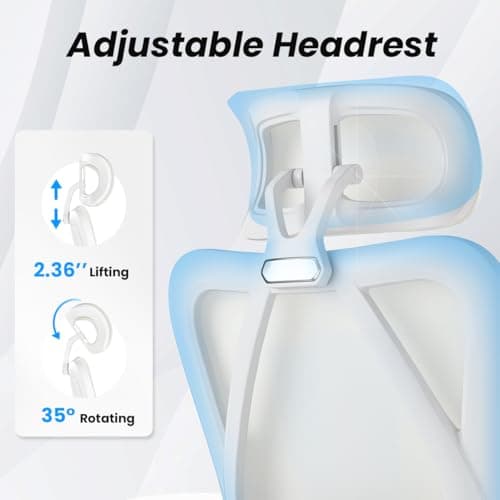 Farini Ergonomic Office Chair with Footrest, Mesh Office Desk Chair with Headrest, High Back Computer Chair with Adjustable Lumbar Support.for Home Office Study Room Bedroom (with footrest, Beige) 5