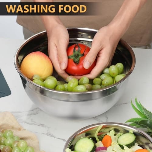 Hunnycook 7 Piece Mixing Bowls with Lids Set - Mixing Bowls Stainless Steel Bowls for Kitchen Baking, Size 0.7, 1.1, 1.5, 2.1, 3.5, 4, 4.5QT, Baking Bowl for Food Preparation, Mixing and Serving Foods 5