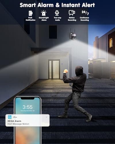 Xega® 4G LTE Cellular Security Camera with 20W Solar Panel 20000mAh Built-in Battery - [24/7 Record] Solar No WiFi Security Camera Wireless Outdoor,2K HD Color Night Vision, PIR Motion Detection,IP66 5