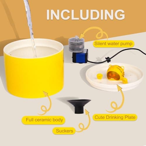 Katlikatqi Ceramic Cat Water Fountain, 1.2L/42oz Ceramic Water Fountain for Cats, Automatic Pet Water Fountain Dog Water Dispenser with Ultra-Silent Pump 7