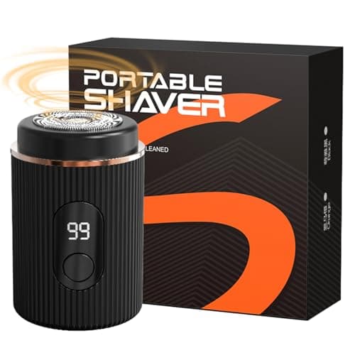 Mini Electric Shaver for Men-Type-C Fast Charging with High-Speed Motor,LED Digital Display,18 Precision Steel Blades, Trendy Dual Color Mini Design,Portable Electric Razor (Black, Small)