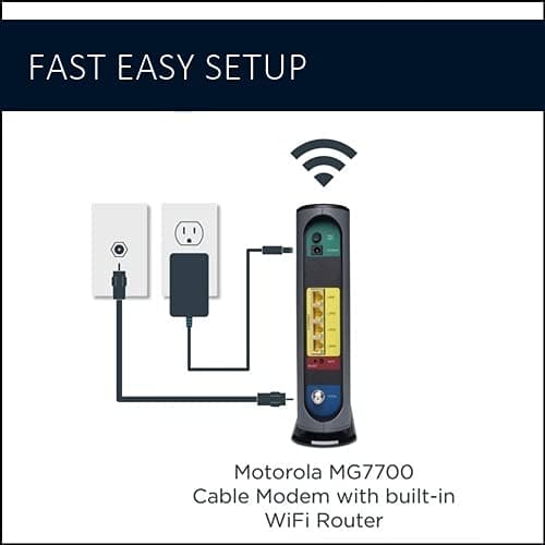 Motorola MG7700 Modem WiFi Router Combo with Power Boost | Approved by Comcast Xfinity, Cox and Spectrum | for Cable Plans Up to 800 Mbps | DOCSIS 3.0 + Gigabit Router 6