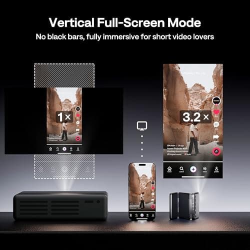 Aurzen ZIP Tri-Fold DLP Truly Mini Projector, Pocket Size, Zero-Lag Focus, One-Click Screen Mirroring, Full-Screen Mode, Type-C Fast Charging, 5,000mAh Battery, Indoor Outdoor Portable Projector, Grey 5