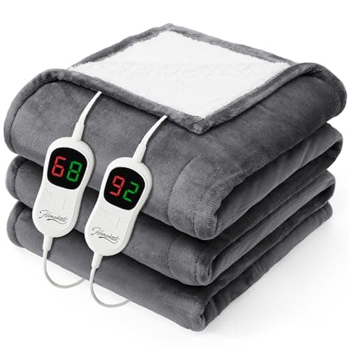 Homemate Heated Electric Blanket King Size - 100"x90" Heating BedBlanket Throw with 10 Heating Levels&8 Hours Auto Off, Fast Heating Over-Heated Protection Ultra Soft Flannel ETL Certified, Grey