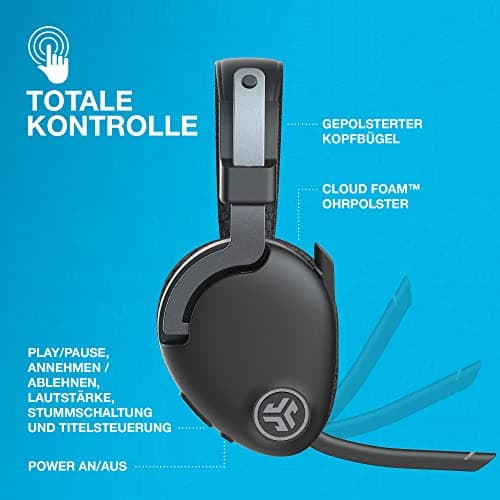 JLab JBuds Work Wireless Headset with Microphone, Over Ear Computer Headsets, Wired or Wireless Headphones with 60+ Playtime, Multipoint Bluetooth Headset for Laptop, Teams, Office with Mic (1 Pack) 8