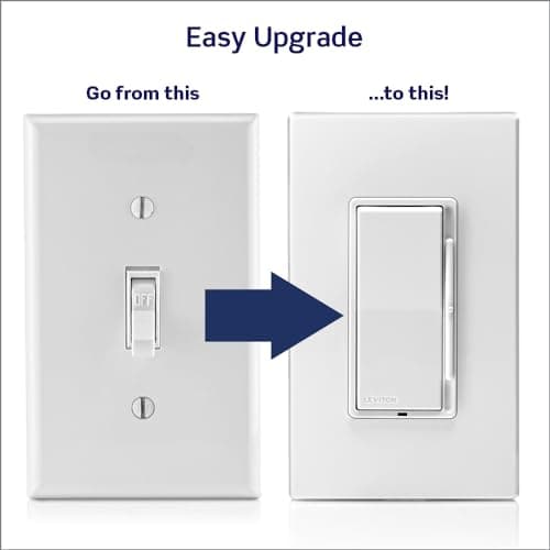 Leviton Decora Slide Dimmer Switch for Dimmable LED, Halogen and Incandescent Bulbs, DSL06-1LZ, White with Ivory and Light Almond Faceplates 2