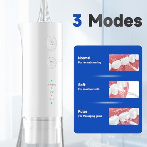 Water Dental Cordless Flosser for Teeth, mornwell 3s Pressure Crescendo Oral Irrigator, Professional Rechargeable Portable Water Floss with 4 Tips, Suitable for Travel Sensitive Teeth and Children 2