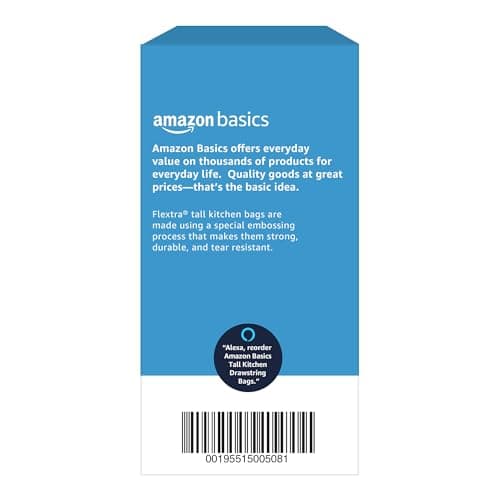 Amazon Basics Flextra Strength Tall Kitchen Drawstring Trash Bags, Fresh Scent, Tear Resistant, 13 Gallon, 120 Count 6