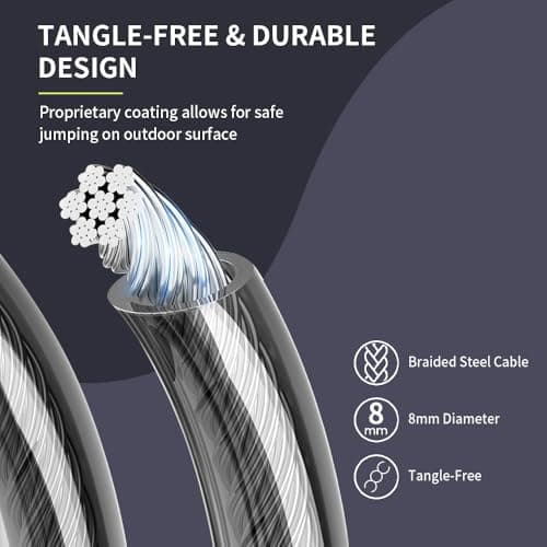 Weighted Jump Ropes for Men & Women, 1/2 LB Jump Rope Weighted With Ball-bearing, No-Slip Grip, Durable Steel Cable, Heavy Jump Rope Designed for Fitness, High-Intensity Strength Workouts, crossfit 5