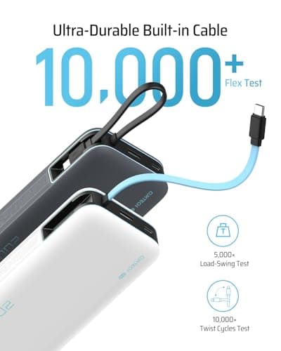 CUKTECH 45W Power Bank 20000mAh, Portable Travel Charger Built-in USB C Cable, Fast Charging Battery Pack for iPhone 16/15/14/13, iPad, Samsung Galaxy, Google Pixel, Android and More (Gray) 6