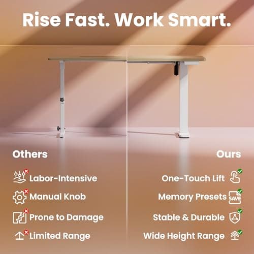 HUANUO 71 x 30 inch Electric Standing Desk Adjustable Height, 4 Memory Height Settings, Sit Stand Up Desk for Home Office & Computer Workstation, Light Walnut 5