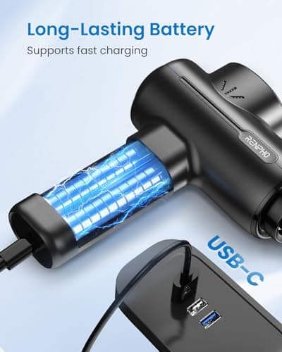 RENPHO Active+ Percussion Massage Gun - 5 Adjustable Speeds for Back, Neck, Muscle Recovery - App Controlled Guided Courses, with Carry Case for Professional Athlete, Gym and Travel,Black 6