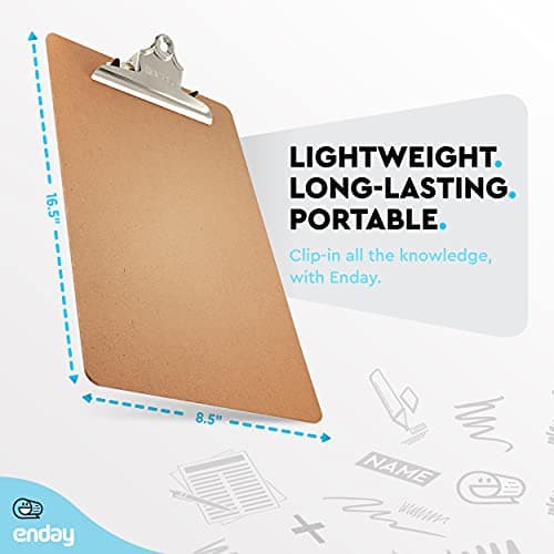 Clipboard Wood with Sturdy Stainless Steel Spring Clip, High Capacity Legal Size Hardboard Clip Board for Classroom Office Nursing Writing Board w/Low Profile Clip, School Supplies 2 PK - by Enday 5