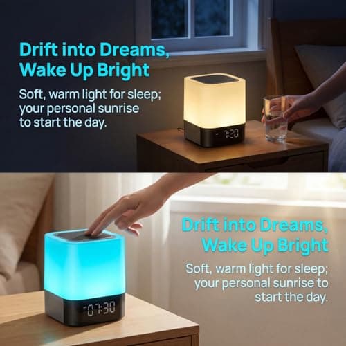 Gallstep Night Lights Bluetooth Speaker, Alarm Clock Bluetooth Speakers Touch Sensor Bedside Lamp Dimmable Multi-Color Changing Bedside Lamp, MP3 Player, Wireless with Lights 5