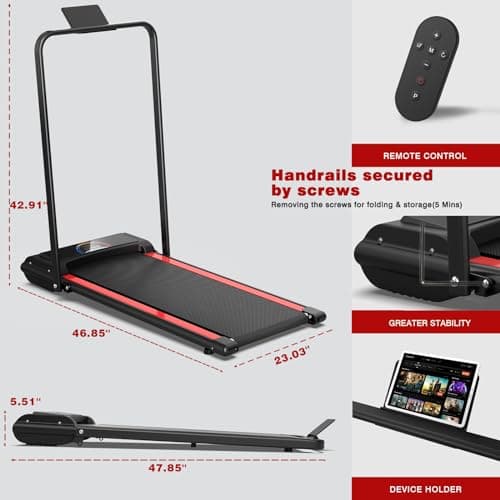 Walking Pad,Max 2.5 HP Portable Under Desk Treadmill,265LBS Capacity Installation-Free Small Treadmills for Home & Office,Remote Control LED Display 7