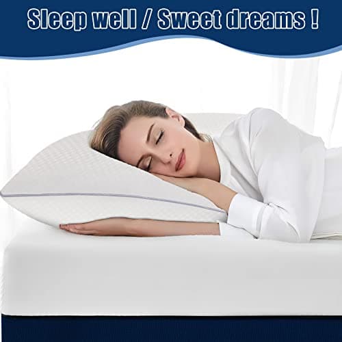 Piwaal Bed Pillows for Sleeping 2 Pack, Standard Size Pillows Set of 2,Down Alternative Filling, Pillow for Back, Stomach or Side Sleepers Grey 6