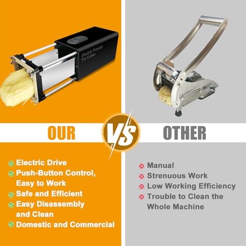 Electric French Fry Cutter, Commercial Automatic French Fry Cutter, Stainless Steel Potato Cutter with 1/2-Inch & 3/8-Inch Blade, Electric Potato Cut Machine for Restaurants & Home Kitchen 7