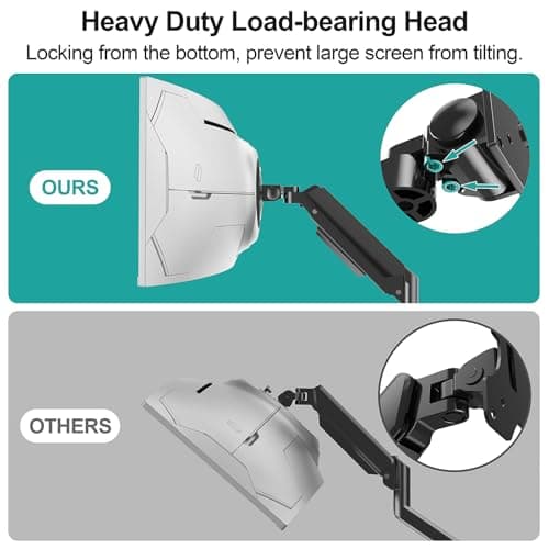 MOUNT PRO Heavy Duty Monitor Arm for 49 inch Ultrawide Screen up to 44 lbs, Single Desk Computer Mount Curved Monitor Stand for Samsung Odyssey G9, Adjustable Gas Spring VESA Mount 75x75 100x100 8