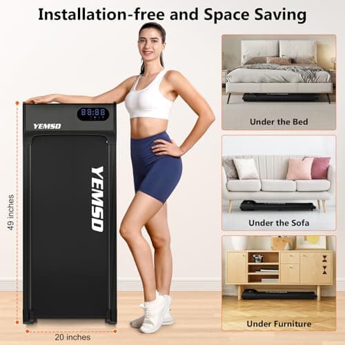 Walking Pad, Under Desk Treadmill for Home and Office, 330 Lbs Capacity, 3 in 1 Portable Treadmill with Remote Control, Classic Black 7