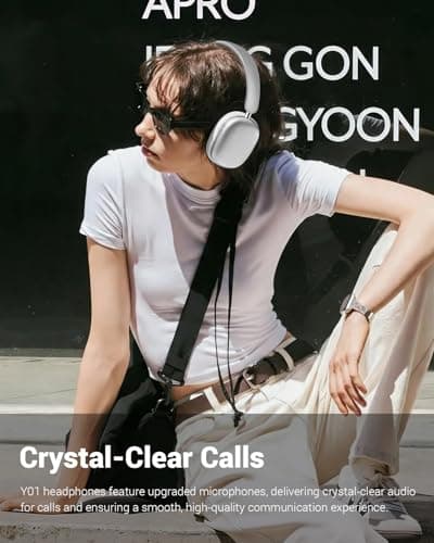 Wireless Over Ear Headphones, Noise Canceling Bluetooth Headphones with Microphones,Hi-Res Audio,48H Playtime,Foldable,Breathable Soft Earpads for iOS/Android/Samsung/PC-Silver 5