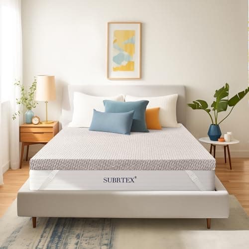 Subrtex Cover for Mattress Topper Queen Size 2 Inch (Only Cover) Mattress Topper Protector Bedding Removable Encasement with Zipper Closure 6