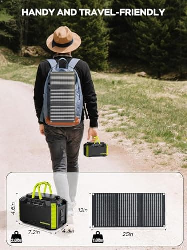 MARBERO Solar Generator 150W Peak 150Wh Portable Power Station with Solar Panel Included Camping Power Supply with AC Outlet DC USB Ports for Outdoor RV Fishing Emergency 6