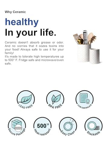 LE TAUCI Utensil Holder for Kitchen Counter - 7.1"+5.4" Ceramic Kitchen Utensil Holder Set of 2, Large Cooking Utensil Crock & Organizer for Spatula, Spoon - Embossed Kitchen Decor, White,Clover 8