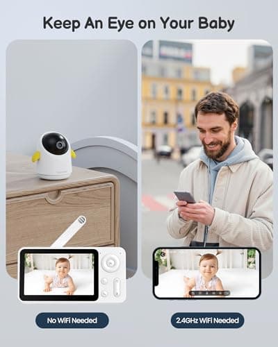 Baby Monitor with Camera and Audio WiFi/No WiFi: Baby Monitor WiFi Smartphone APP Control NightVision 4.3' Screen Smart Video Baby Monitor with Remote PTZ 2-Way Talk Motion & Cry Alert(Only 2.4G WiFi) 5