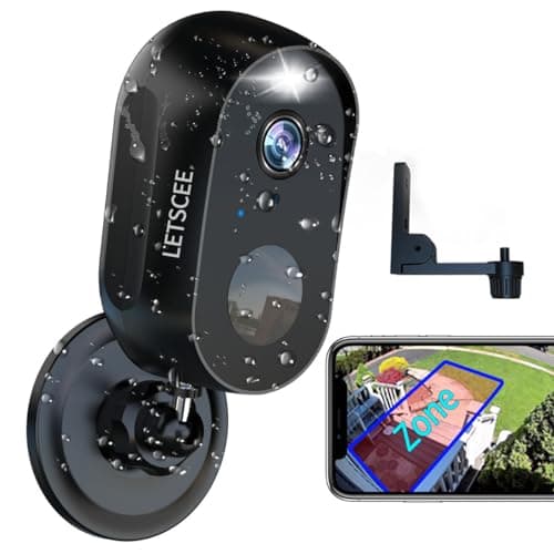 LETSCEE Security Cameras Wireless Outdoor or Indoor,Alexa Cameras for Home Security Outside with Night Vision,2-Way Audio,Motion Detection,SD/Cloud Storage,Motion Zone,IP65 Weatherproof