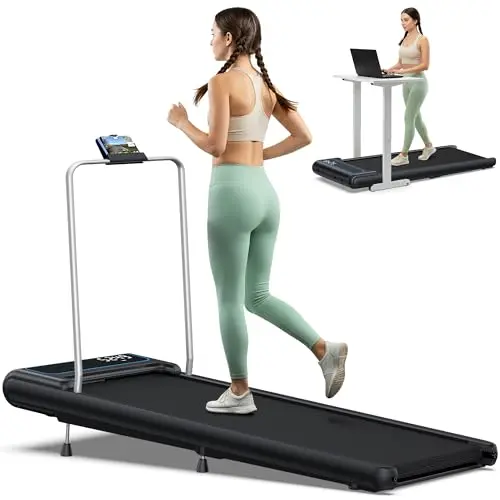 COZYINN Under Desk Walking Pad Treadmill: [Voice Control] 2 in 1 Incline Folding Treadmill Works with KINOMAP WELLFIT APP for Home Office - 2.5HP Quiet Treadmills with 265Lbs Capacity