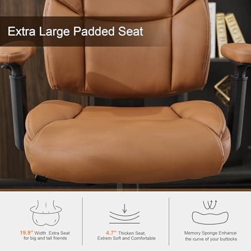 Okeysen Drafting Chair Standing Desk Chair, 500 LBS Leather Big and Tall Office Chair with Adjustable Armrests & Foot Ring, Modern Tall Desk Chair with Mid Back, Swivel Rolling Drafting Stool. 5