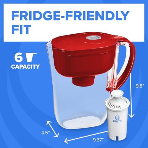 Brita Metro Water Filter Pitcher with SmartLight Change Indicator, BPA-Free, Replaces 1,800 Plastic Water Bottles a Year, Lasts Two Months, Includes 1 Filter, Small - 6-Cup Capacity, Fiery Red 7