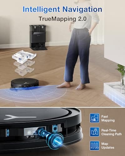 ECOVACS DEEBOT T50 PRO Omni Robot Vacuum and Mop, 3.19” Ultra-Slim, 15,000Pa Suction, ZeroTangle 2.0, TruEdge Edge Cleaning, AIVI 3D Obstacle Avoidance, Auto Mop Wash & Dry, Self-Emptying 8