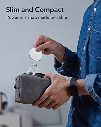 ESR for MagSafe Charger 15W Wireless Charger Sliver Bundle with Qi2 MagSafe Power Bank, 0.55 in Ultra-Compact 5,000mAh MagSafe Portable Charger Black 5